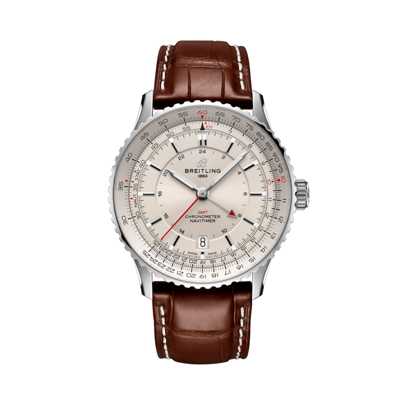 Navitimer Automatic GMT 41, reference A32310211G1P1. Link to product details.