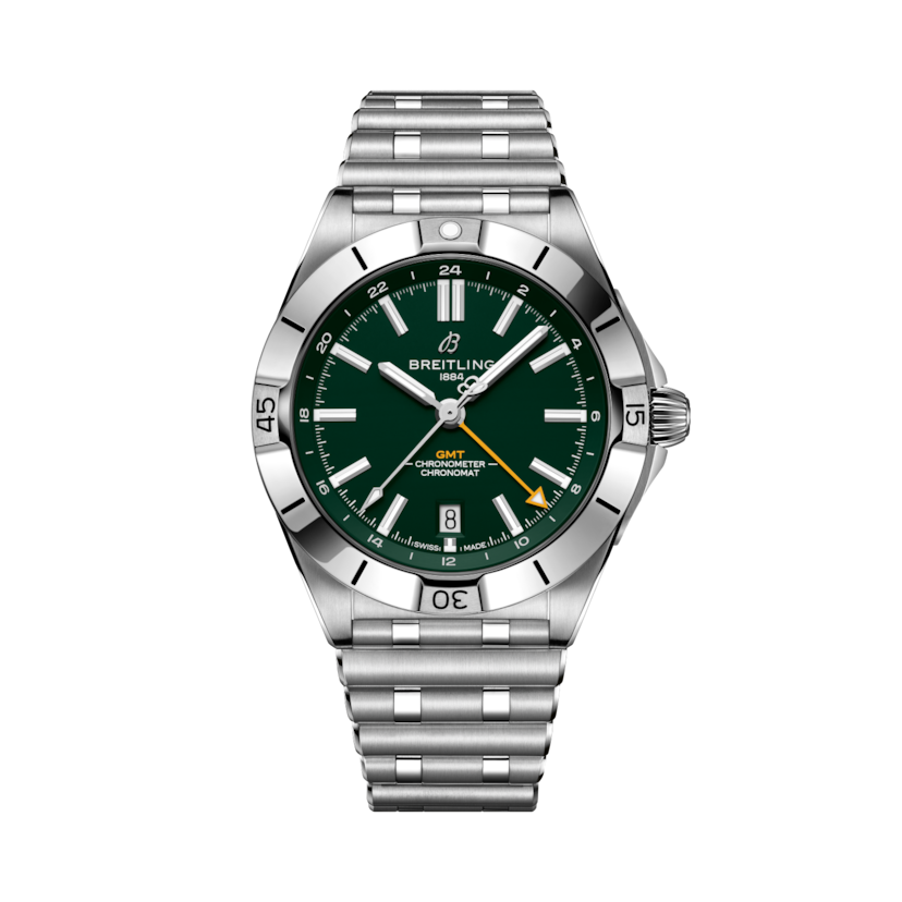Chronomat Automatic GMT 40 NFL Green Bay Packers Edition, reference A32398A41L1A1. Link to product details.