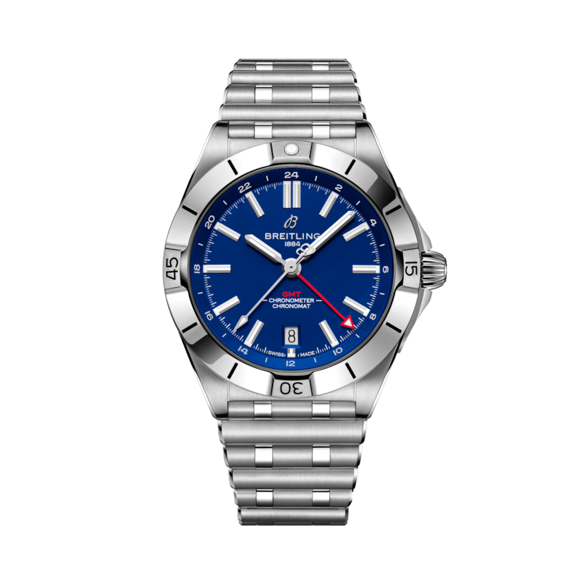 Chronomat Automatic GMT 40 NFL Buffalo Bills Edition, reference A32398B21C1A1. Link to product details.