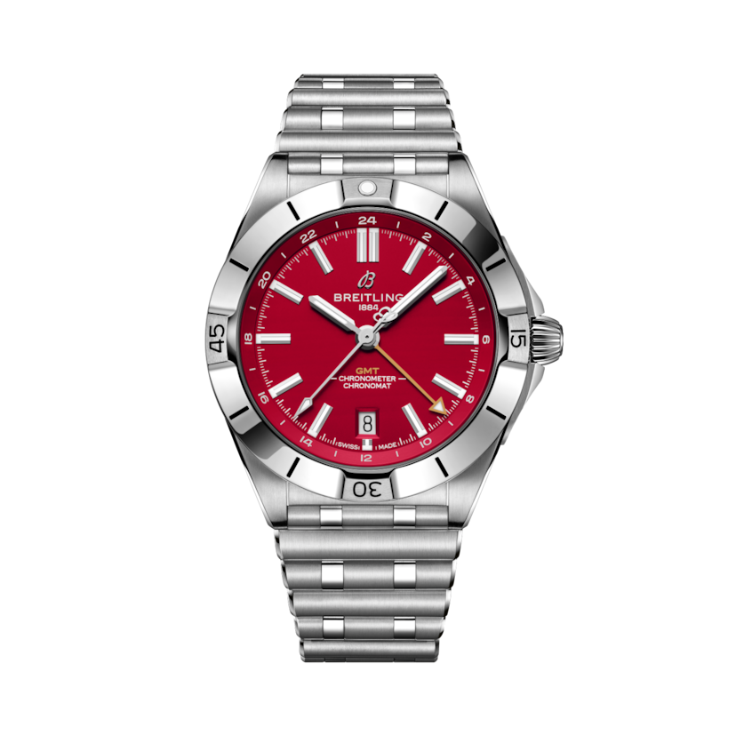 Chronomat Automatic GMT 40 NFL San Francisco 49ers Edition, reference A32398B61K1A1. Link to product details.