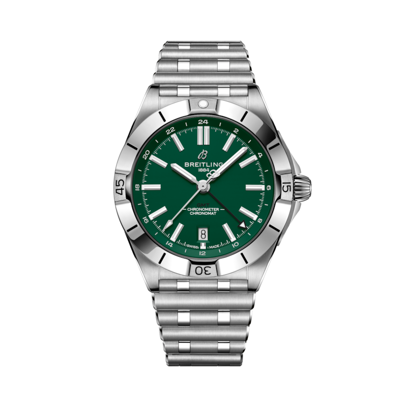 Chronomat Automatic GMT 40 NFL New York Jets Edition, reference A32398C61L1A1. Link to product details.