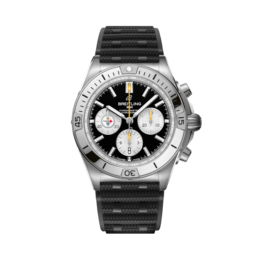 Chronomat B01 42 NFL Pittsburgh Steelers Edition, reference AB01342B1B2S1. Link to product details.