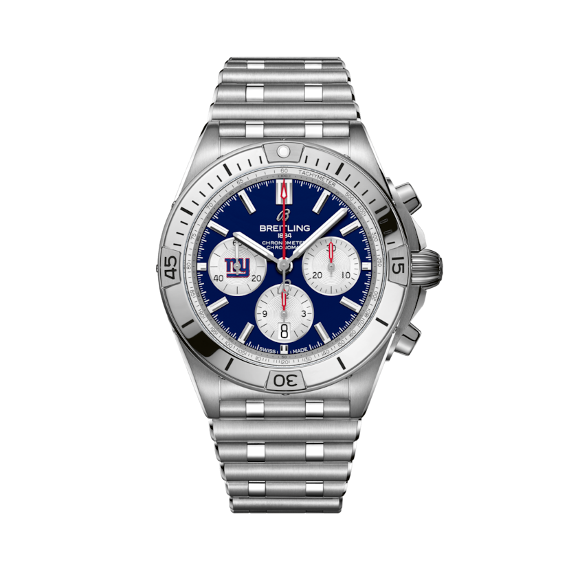 Chronomat B01 42 NFL New York Giants Edition, reference AB01342B1CAA1. Link to product details.