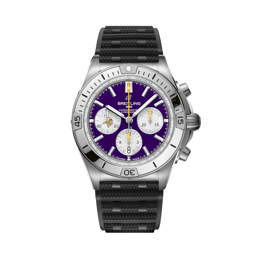 Chronomat B01 42 NFL Minnesota Vikings Edition, reference AB01342B1K4S1. Link to product details.