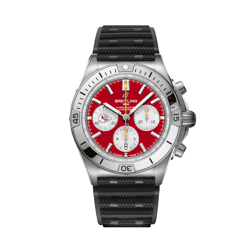 Chronomat B01 42 NFL Kansas City Chiefs Edition, reference AB01342B1K5S1. Link to product details.