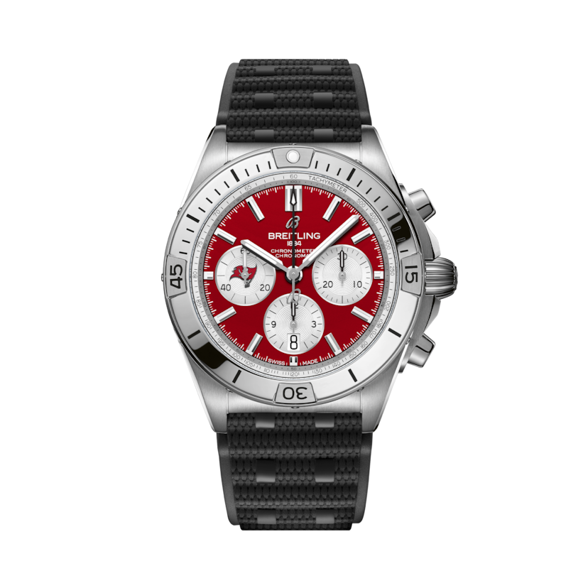 Chronomat B01 42 NFL Tampa Bay Buccaneers Edition, reference AB01342B1K7S1. Link to product details.