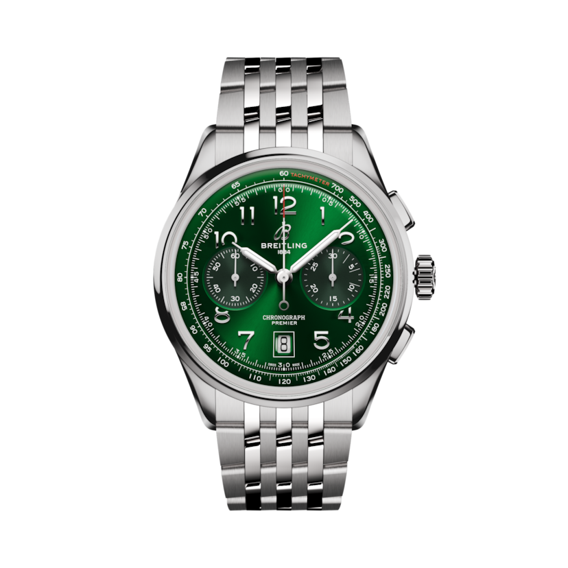 Premier B01 Chronograph 42, reference AB0145371L1A1. Link to product details.