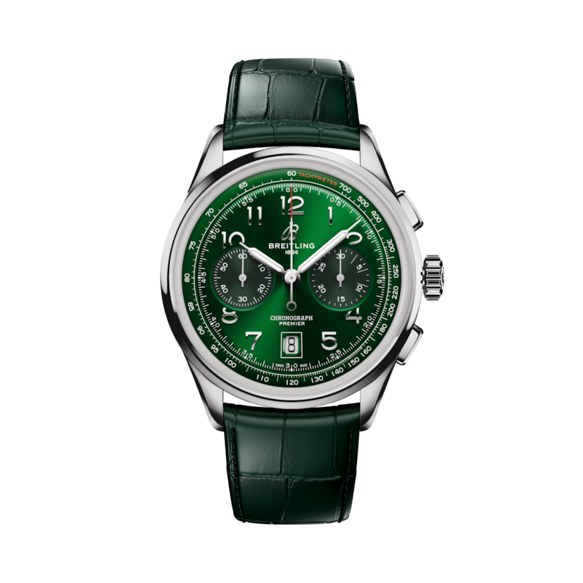 Premier B01 Chronograph 42, reference AB0145371L1P2. Link to product details.