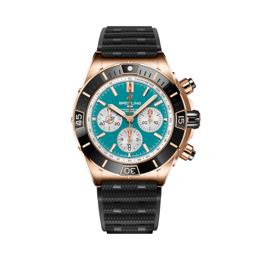 Super Chronomat B01 Chronograph 44 NFL Miami Dolphins, reference RB01366A1L2S1. Link to product details.